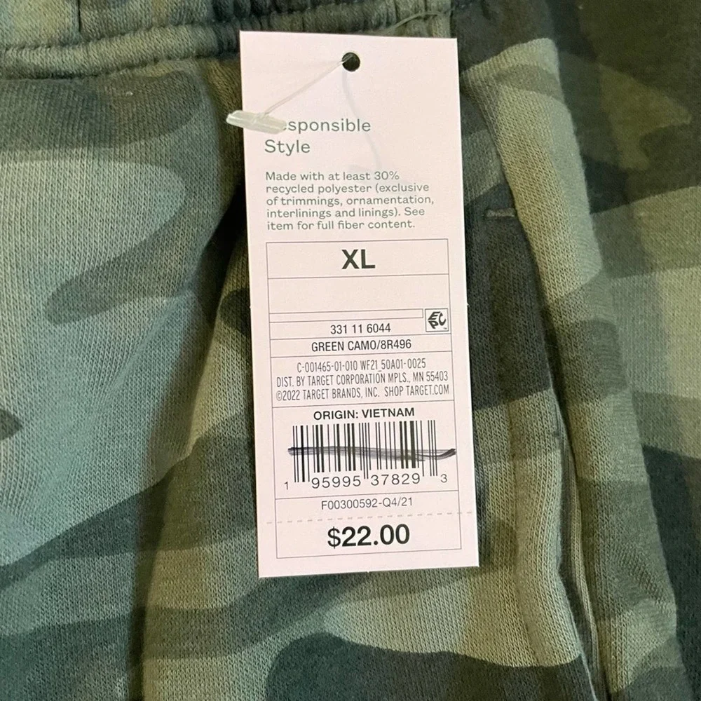 Green Camo Sweatpants Size XL Comfy Unisex Loungewear Athleisure Army Pants NEW - Picture 7 of 9